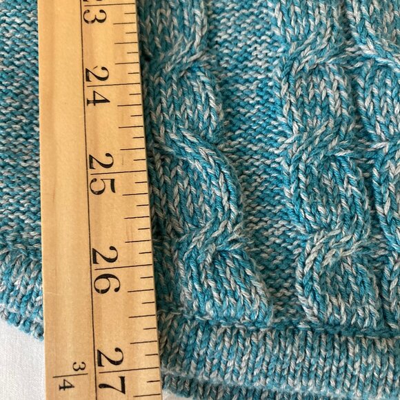 L.L. Bean Women's Sweater Cotton Cable Knit LS Turtleneck Marled Teal, sz Small - Picture 8 of 11